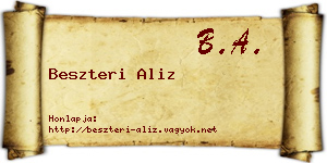 Beszteri Aliz névjegykártya